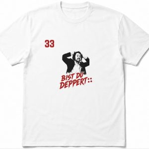 Weisses Shirt mit kleinem Bist du deppert Brustprint